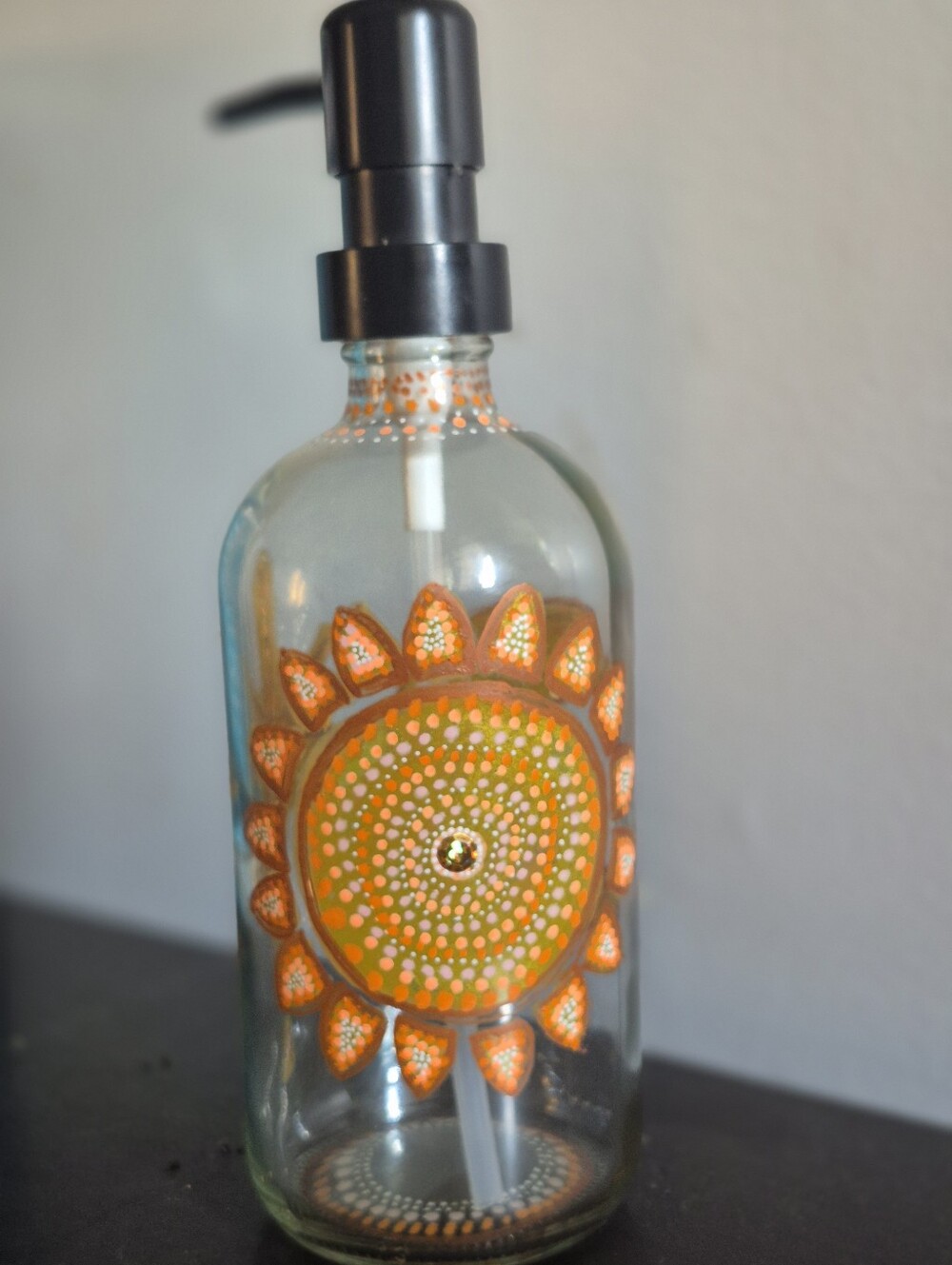 Beautiful Hand-Painted Glass Sun, Moon And Star Soap Dispenser ✨